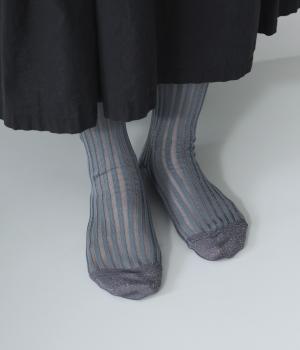 シースルーストライプラメソックス(ブルーグレー-2325)