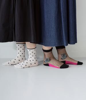 レイヤードソックス　CAT(ブラック-2325)