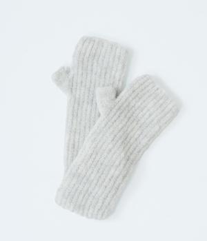 メリノウールスリット入りスヌードアームウォーマー(ライトグレー-F)