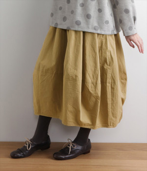 コットンツイル無地バルーンスカート(ベージュ-M)