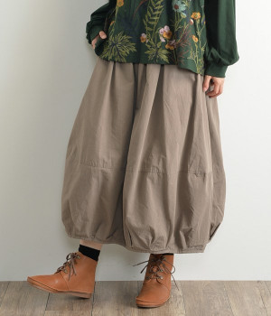 コットンツイル無地バルーンスカート(グレー-M)