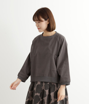 コットンネル起毛　BIGポケットプルオーバー(チャコールグレー-LL)