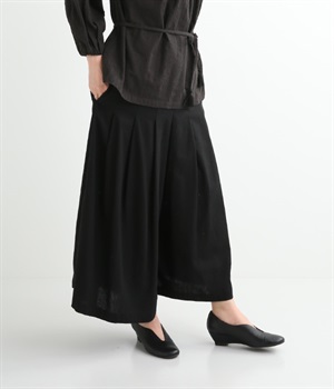 タックワイドパンツ(ブラック-L)