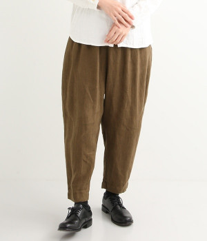 リネン起毛テーパードパンツ