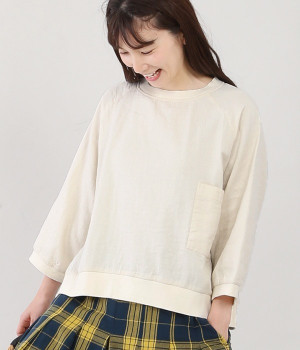 コットンツイルダブルフェイスプルオーバー(オフホワイト-L)