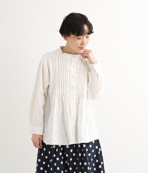 リネンオックスタックブラウス(オフホワイト-M)