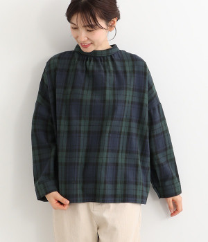 2wayチェックブラウス(ブラックウォッチ-M)