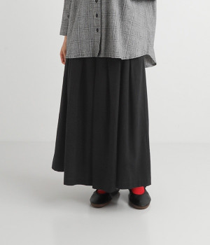 コットン16番オックスガウチョパンツ(ブラック-L)