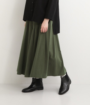 コットン16番オックスガウチョパンツ(カーキ-L)