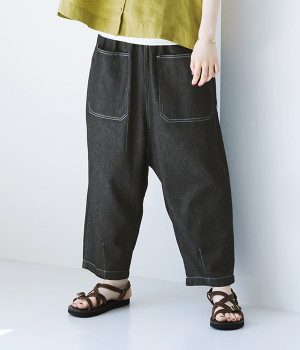 デニムビッグポケットパンツ(ブラックデニム-L)