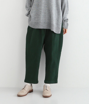 ストレッチカルゼ裏起毛　パンツ(グリーン-L)