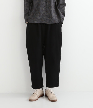 ストレッチカルゼ裏起毛　パンツ(ブラック-L)