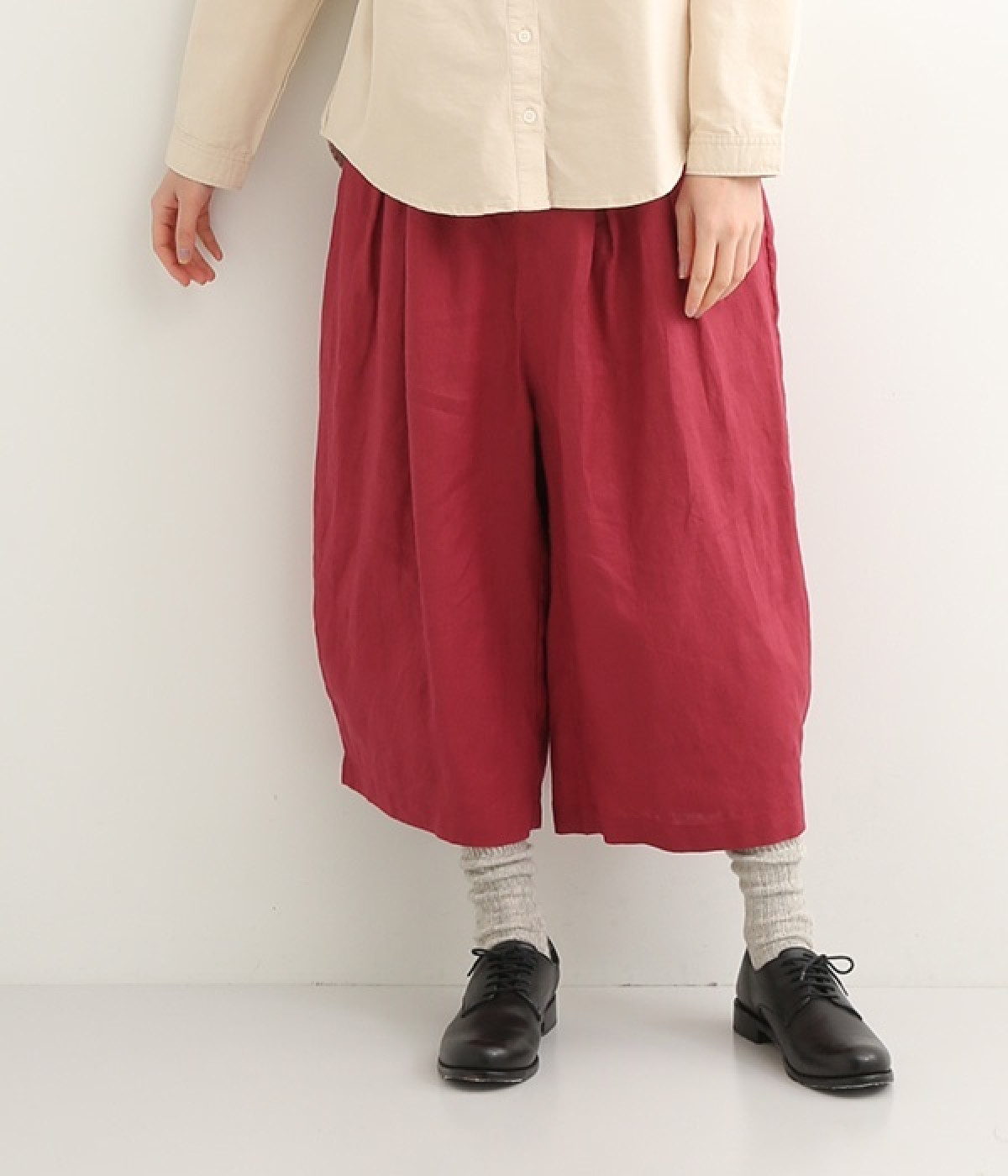 リネンオックスタックパンツ(レッド-L)