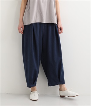 ニットデニムタックコクーンパンツ(ブルー-M)
