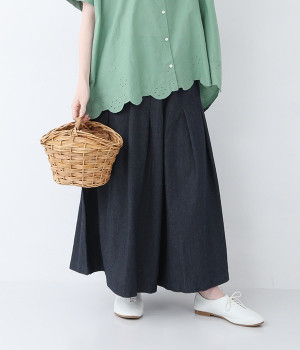 デニムタックパンツ(ネイビー-L)