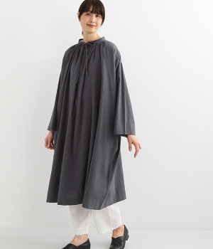 コットンワッシャーローンワンピース(グレー-ONESIZE)