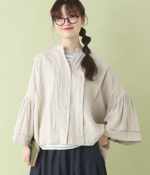 リネンレーヨンオックスタックブラウス(キナリ-3L)