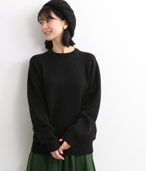 コットン天竺ラグランニットプルオーバー