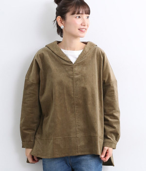 ストレッチコールセーラーカラープルオーバー(ブラウン-3L)