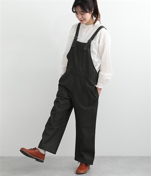 6ozデニム　サロペット(ブラック-M)