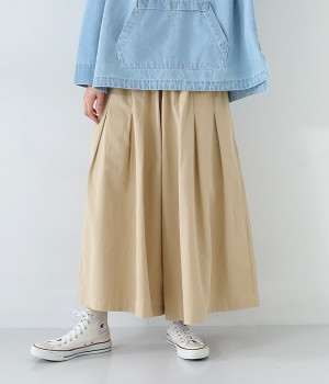 コットンツイルワイドタックパンツ(ベージュ-3L)