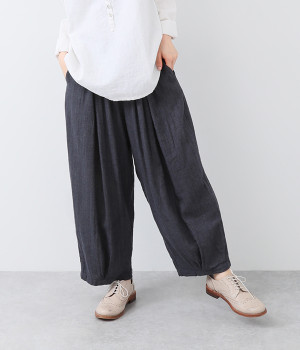 コットントップWガーゼコクーンパンツ(ネイビー-L)