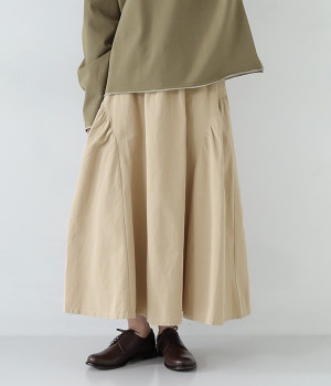 コットンツイルギャザースカート(ベージュ-L)