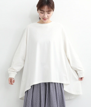 天竺バックフレア テントライン 無地 プルオーバー(アイボリー-ONESIZE)