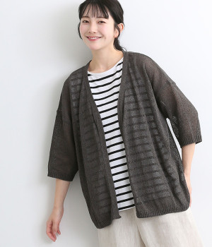 和紙混天竺　シアーカーディガン(スミクロ-M)
