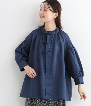 ラミーオックスリボンブラウス(ネイビー-ONESIZE)