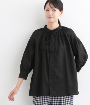 ラミーオックスリボンブラウス(ブラック-ONESIZE)