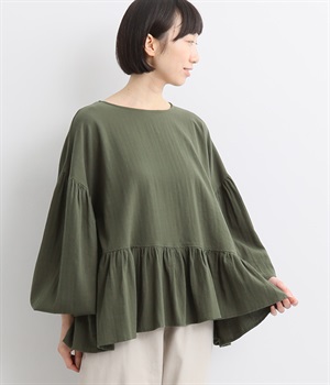 コットンソフトアムンゼン裾ななめフリルブラウス