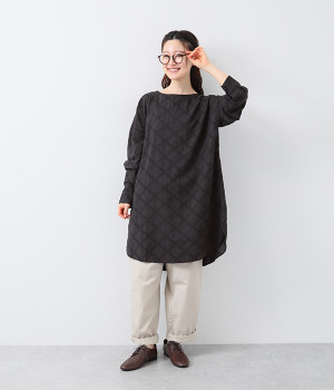 コットン矢羽根刺繍2WAYロングブラウス