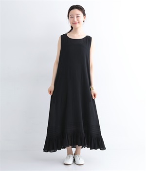 ばあば様　ワッシャーコットン　ノースリーブワンピース ばあば様 ワッシャーコットン ノースリーブワンピース