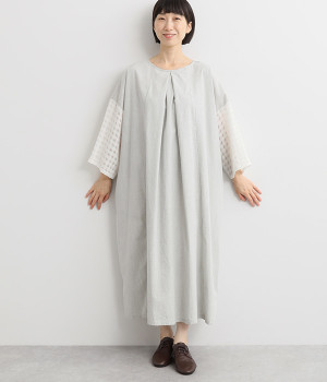 シャンブレー×チェック2WAY切り替えワンピース