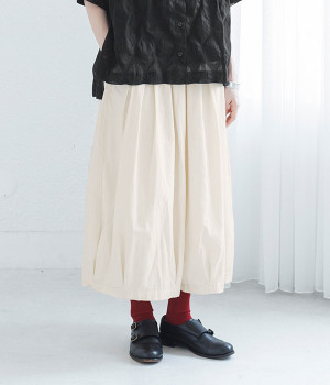 コットンツイルタックガウチョパンツ(アイボリー-3L)