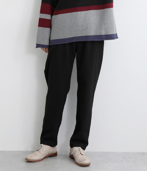 コットンかつらぎ前ボタンチノパンツ(ブラック-L)