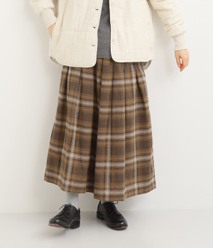 コットンオンブレチェック起毛 キュロットパンツ