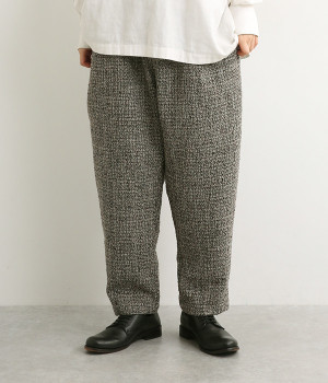 ウール混ツイードテーパードパンツ(チャコールグレー-M)