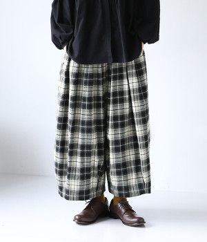 コットンビエラチェック柄バルーンパンツ