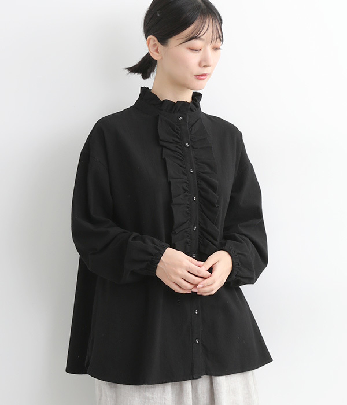 なっこう コットンオックス前あきフリルブラウス（D*g*y）の商品詳細