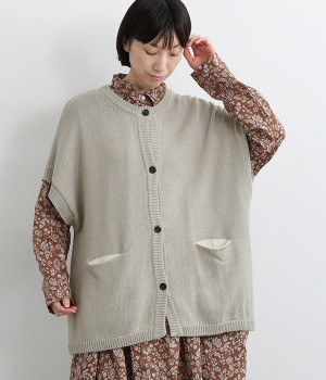 5Gポケット配色カーディガン