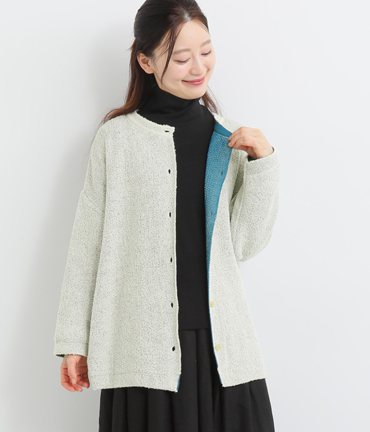 7G接結2WAYカーディガン(アイボリー-M)