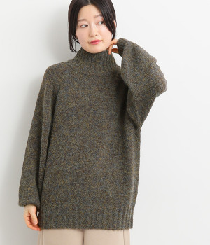 カラーミックス　リブハイネックニットプルオーバー