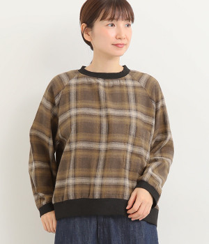 コットンオンブレチェック起毛 プルオーバー