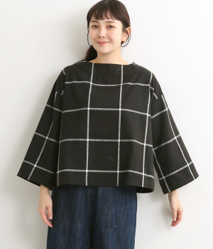 ウインドウペン起毛プルオーバー