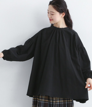 コットンネル起毛パフスリーブプルオーバー