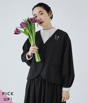 別注｜袖タックスリーブジャケット(ブラック-M)