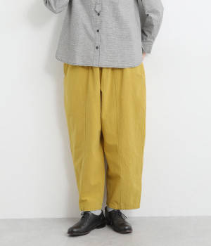 コットン15番ワッシャーリラックスフィットテーパードパンツ(マスタード-M)