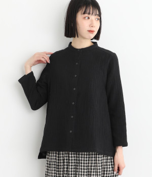 コットンスラブダブルガーゼサイドスリットシャツ